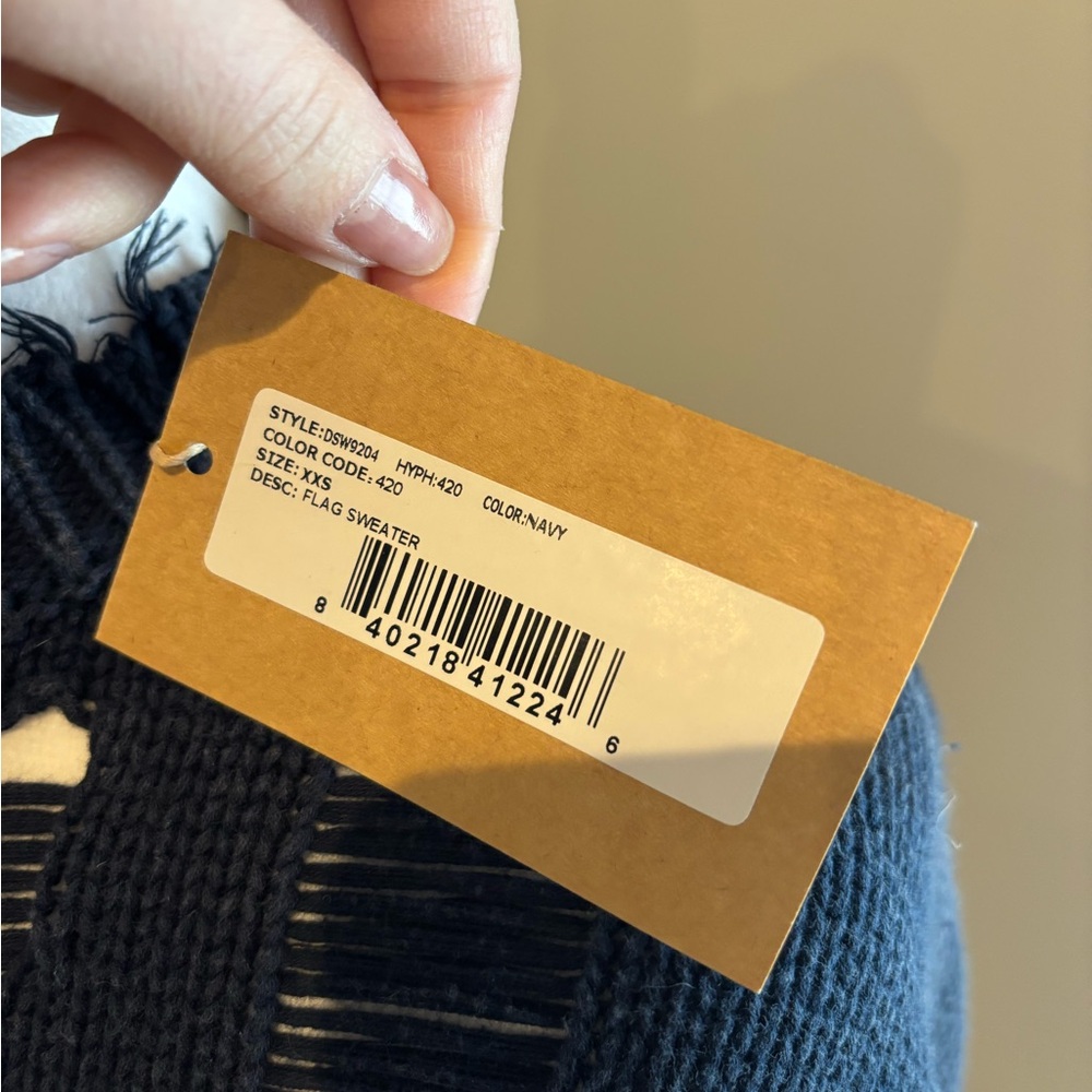 Denimist Distressed Sweater with American Flag Design - Picture 3 of 5